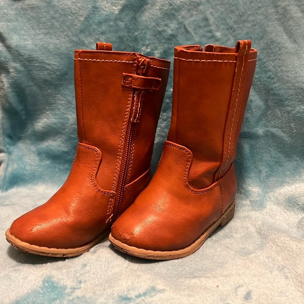 Brown tall leather boots